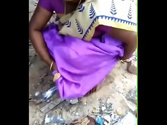 Tamil wife pee in Front of husband in outdoor